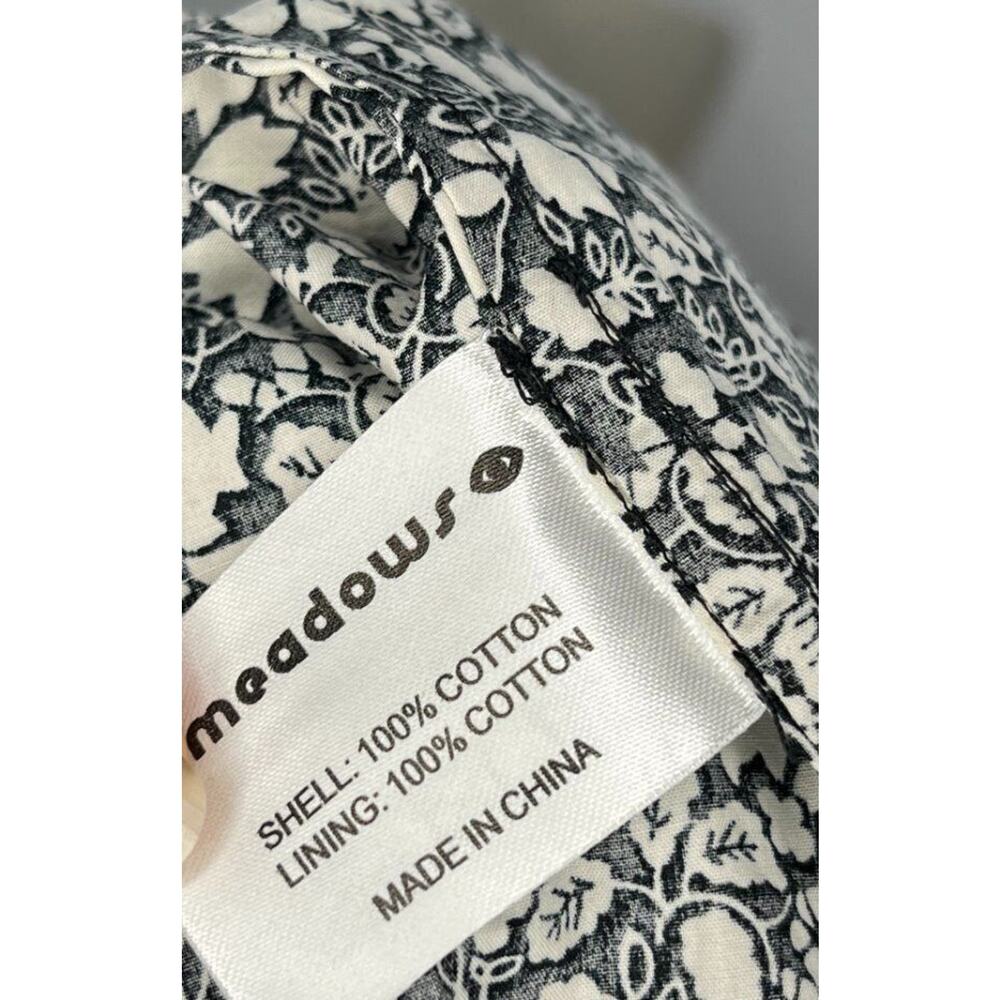 MEADOWS Sz 6 UK 2 US Black White Floral Clematis Dress High Neck Fall 3/4 Sleeve - Picture 4 of 15